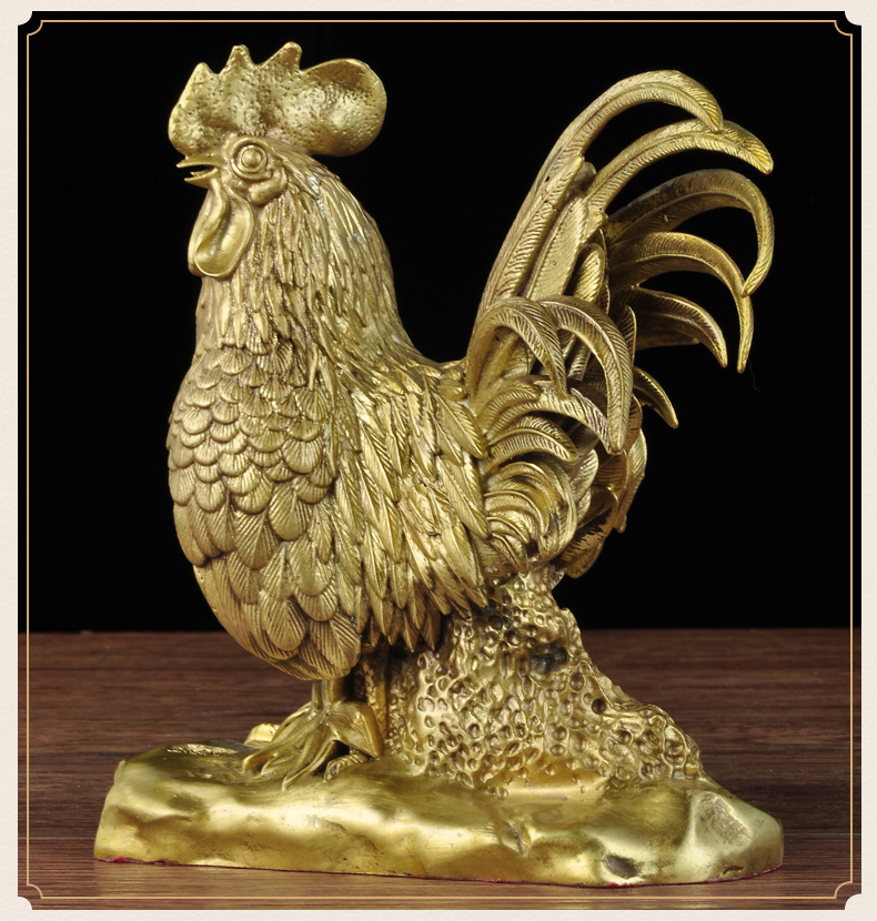 莲善堂全铜鸡摆件生肖鸡大公鸡风水工艺品家居客厅电视柜装饰品乔迁