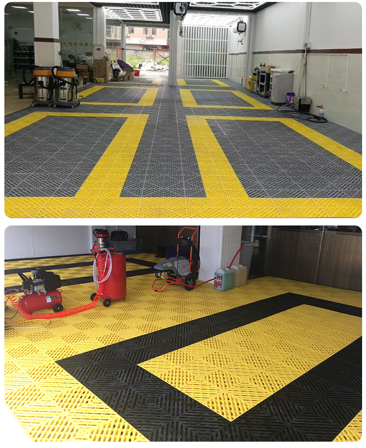 洗车店地垫加厚 洗车房地格栅美容店装修材料地面网格板塑料停车场洗