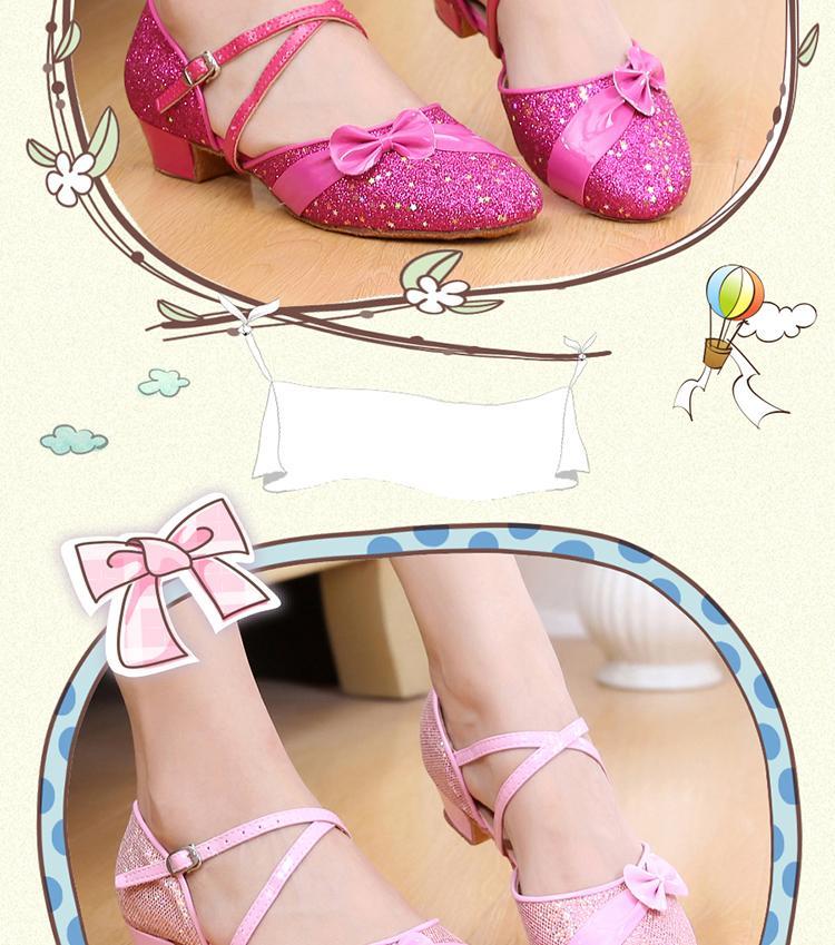 女童拉丁舞鞋儿童女孩低跟软底练功跳舞女鞋少儿恰恰秋冬款初学者银色