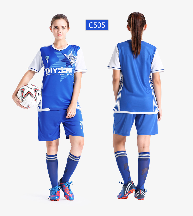 足球服女套装运动韩版学生女童足球衣服训练服潮宽松定制球衣女生s103