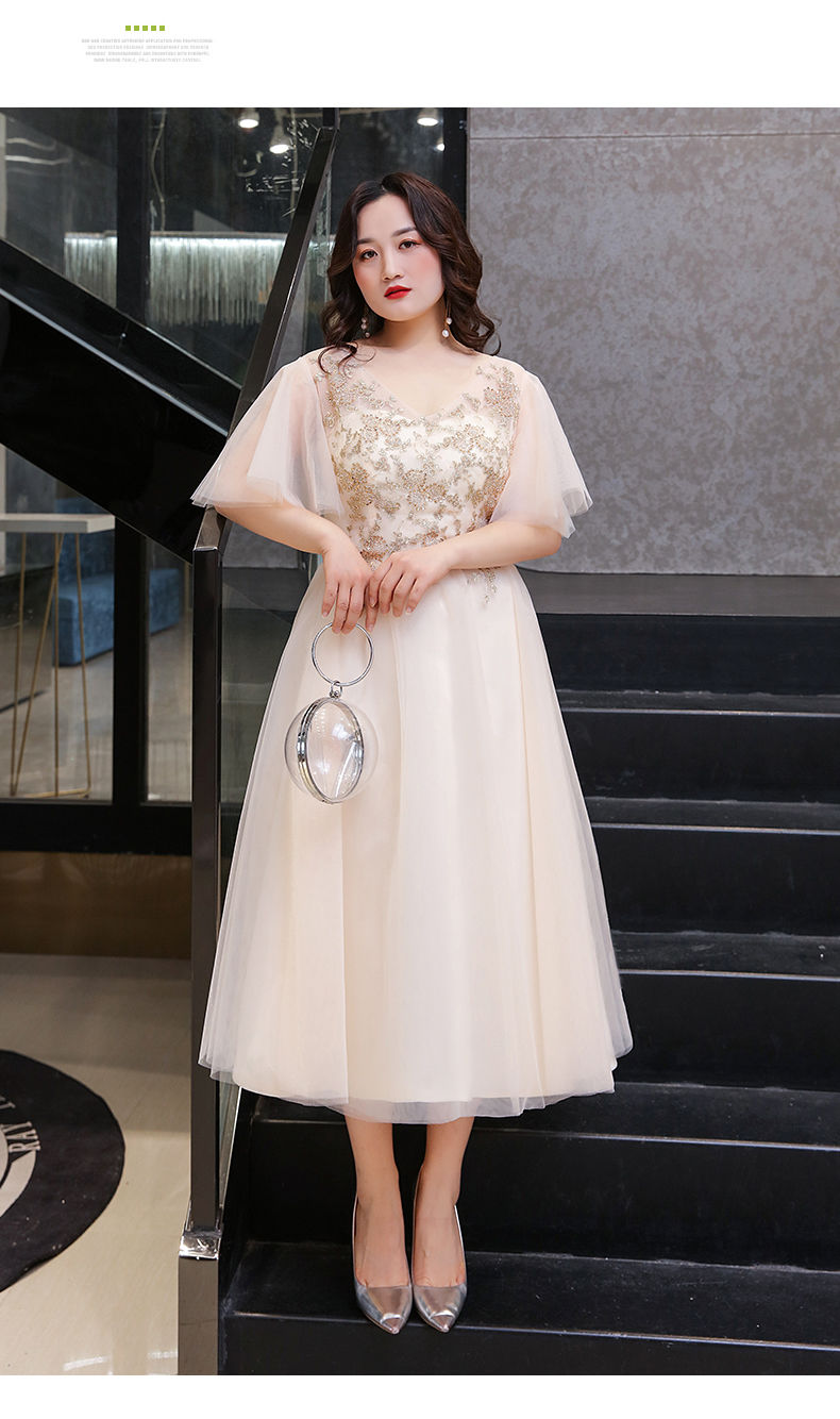 伴娘裙大码胖mm200斤仙气质学生主持人宴会小个子姐妹团晚礼服夏香槟