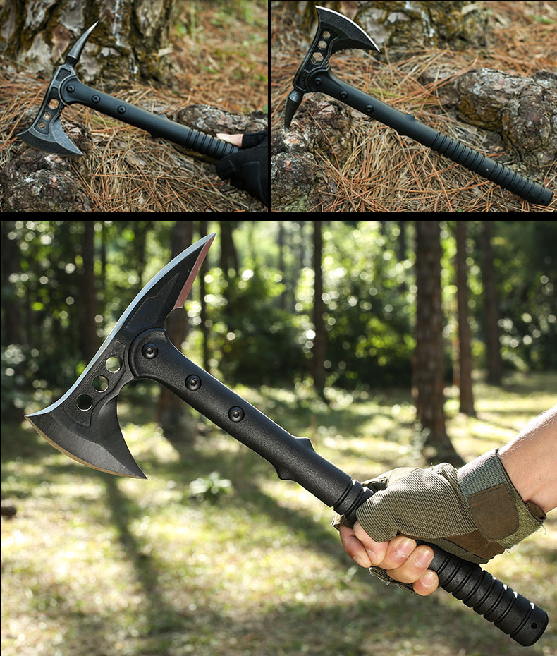 开山斧户外劈柴大工兵斧多功能战术斧刃手斧头刀 彩钛斧 彩钛斧【图片