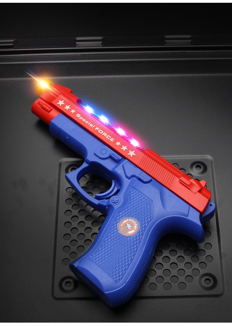 发光发声电动音乐冲锋伸缩震动迷彩吃鸡激光机关灯光玩具枪y24cm美国