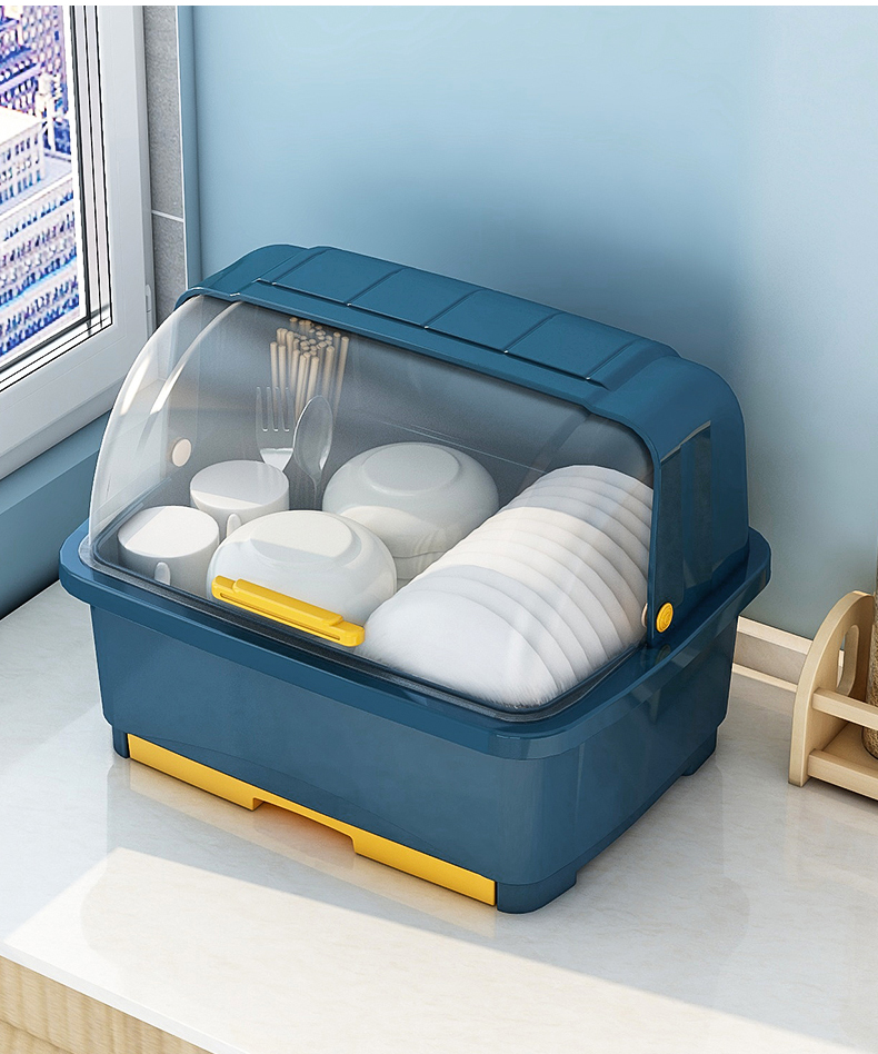 筷创碗筷收纳盒厨房碗筷收纳盒沥水架抽屉式沥水碗架塑料碗柜家用