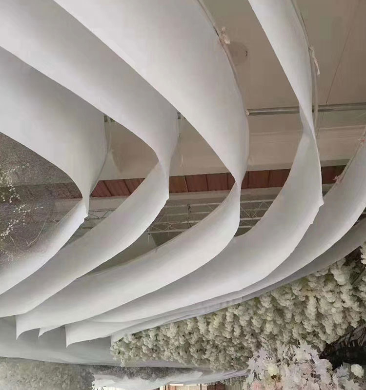 婚庆弹力布吊顶飘纱幔舞台现场酒店布置新中式结婚礼装饰用品道具