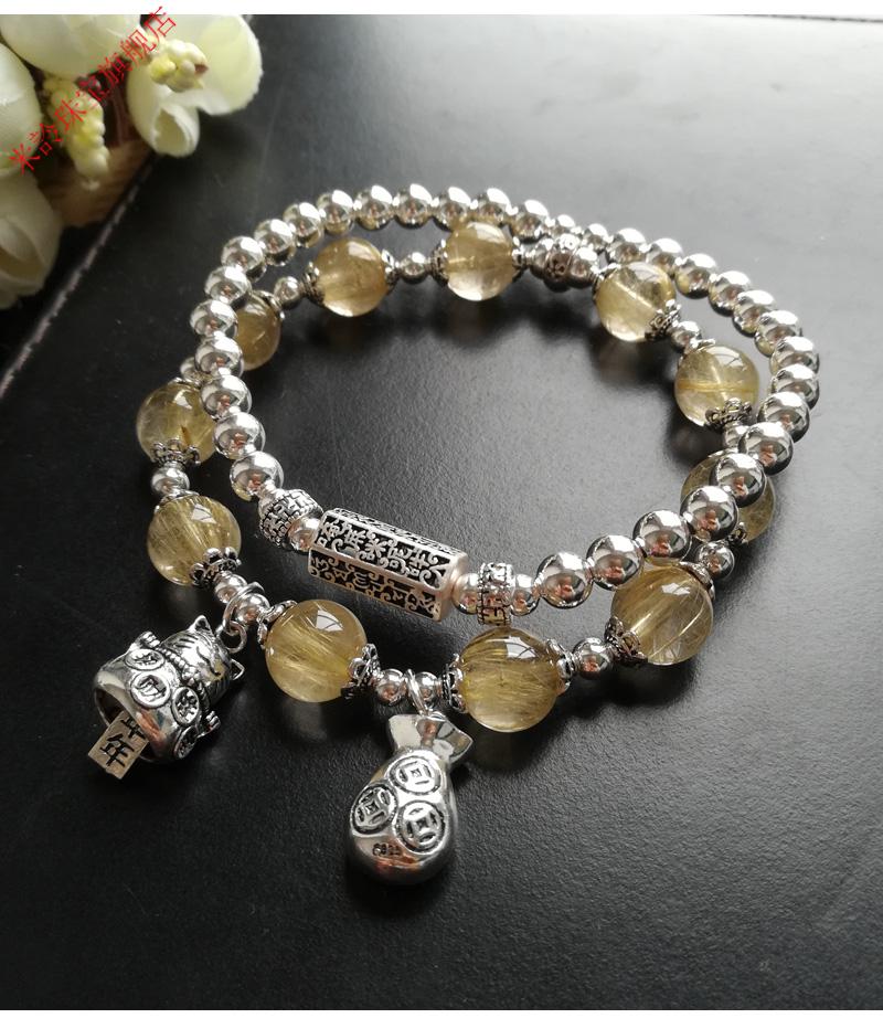 金发晶黄水晶手链女事业925银饰品手串礼物不知道手围请留言身高体重