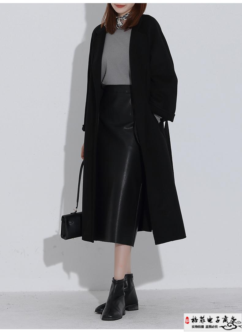 皮裙半身裙女秋冬2021新款时尚中长款高腰开叉直筒包臀裙pu皮裙子珂纷