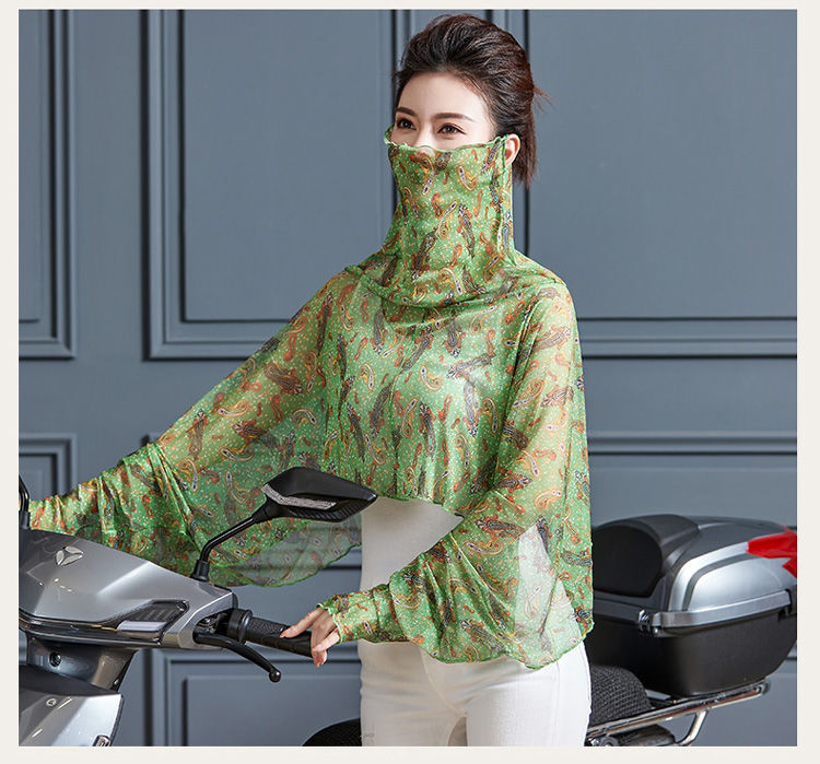 dicify新品夏季防晒披肩女遮阳挂耳面纱开车遮脸100围脖面罩斗蓬白色