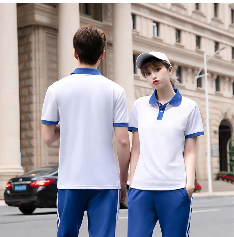昏昏钟新品高中生夏季校服半袖蓝白校服套装夏季初中高中生班服运动服