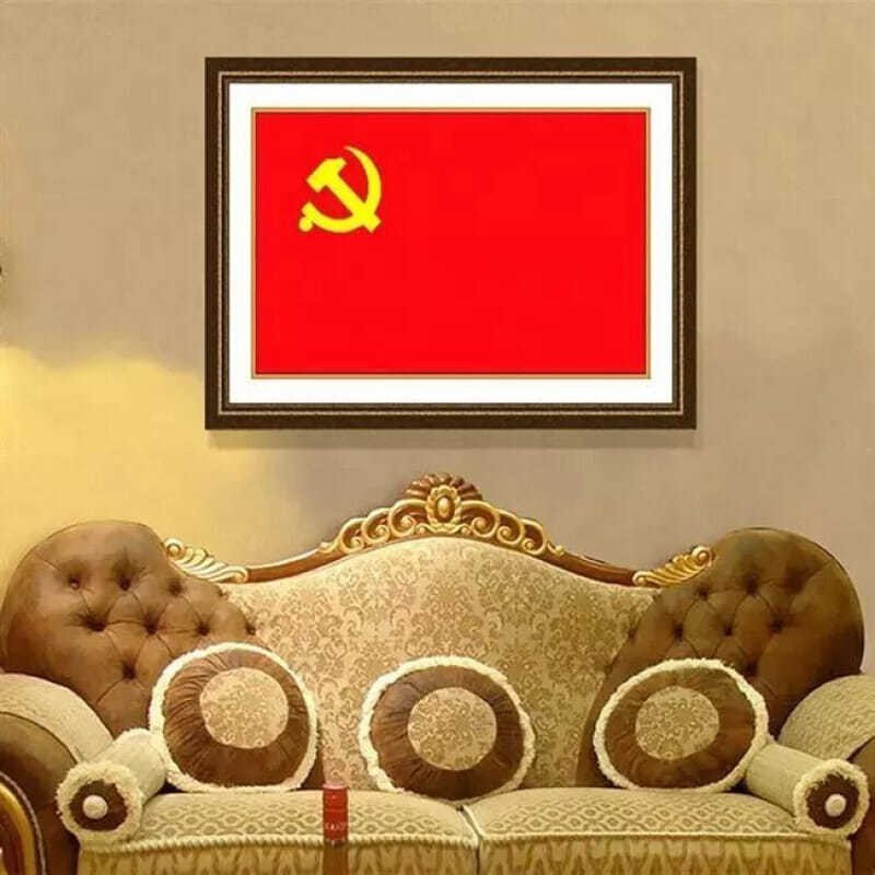 十字绣党旗五星红旗线绣中国风队旗学生新手工简单绣各种旗帜定制党旗