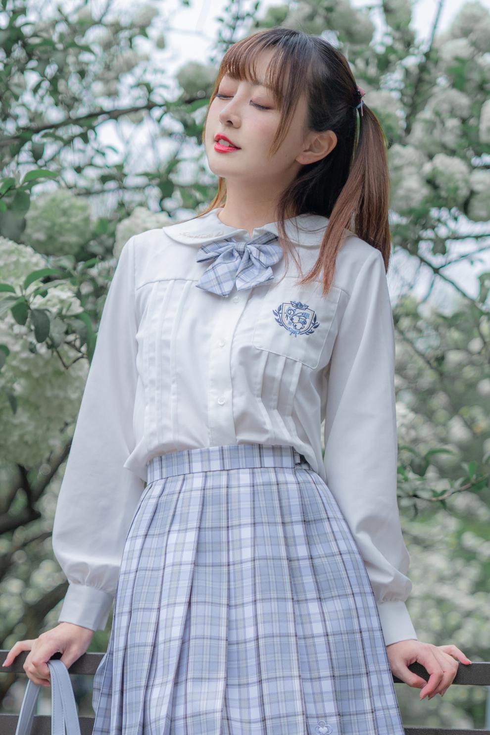 御茶家爱丽丝长袖衬衫白色女jk早秋冬季百搭学生制服现货白色s