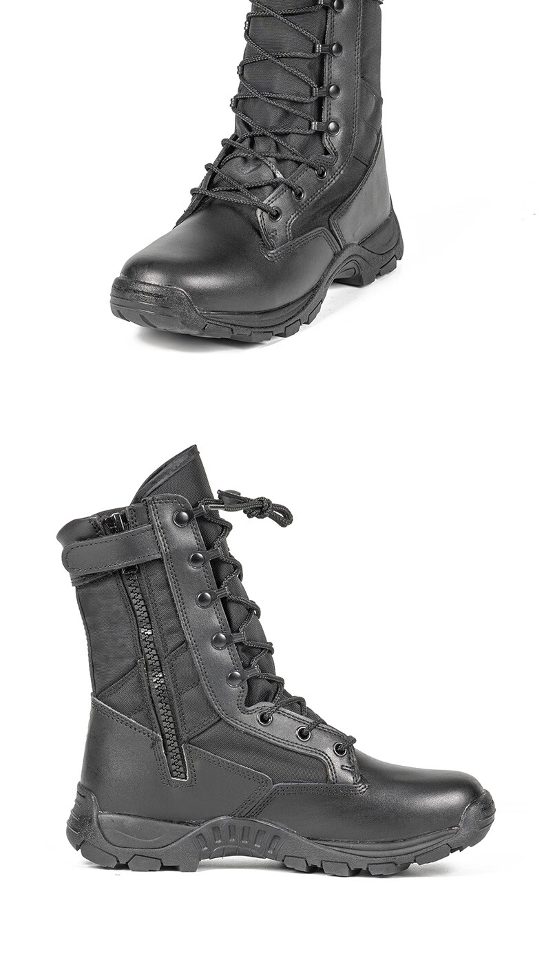 火箭夏季高帮透气拉链作战靴工装靴沙漠登山靴战术训练陆战靴男户外靴