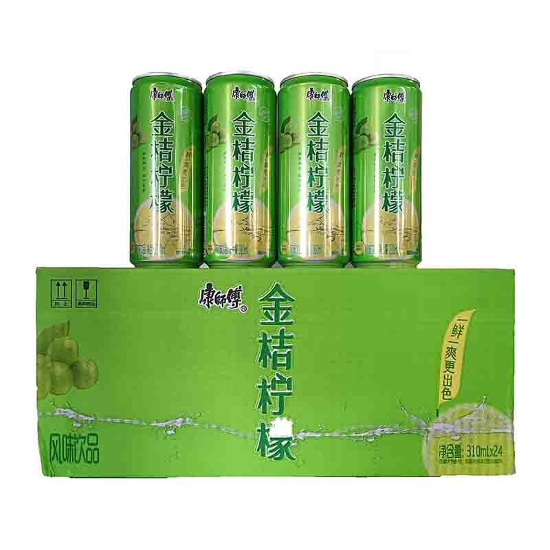 康師傅果汁飲品sleekcan金桔檸檬310ml24罐細高罐裝果味飲料易拉罐