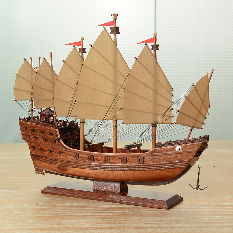 帆船模型江南水乡帆船模型木船渔船乌篷船模中式工艺船
