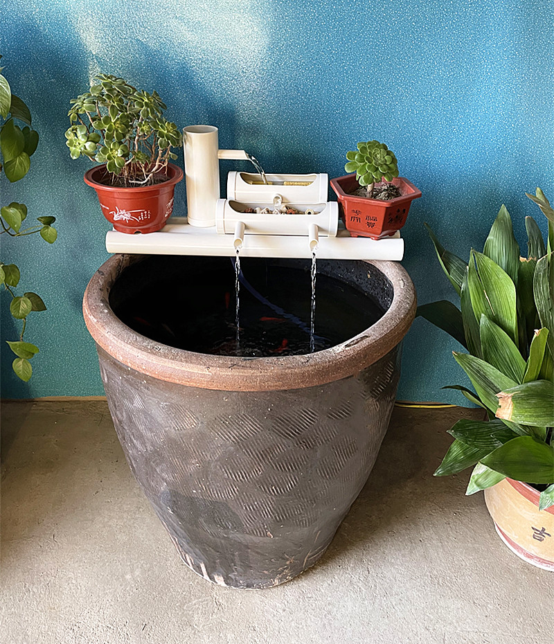 鱼缸过滤器水循环陶瓷圆缸养鱼设备上滤加氧流水器三合一净化粪便 带