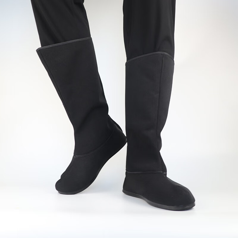 十奕 汉服摄影演出舞蹈鞋官兵靴武侠古装布靴 黑色 34【图片 价格