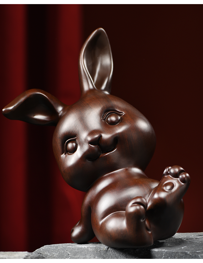 努拉派花梨木雕小兔子木头雕刻动物生肖女友生日礼物实木红木摆件新店