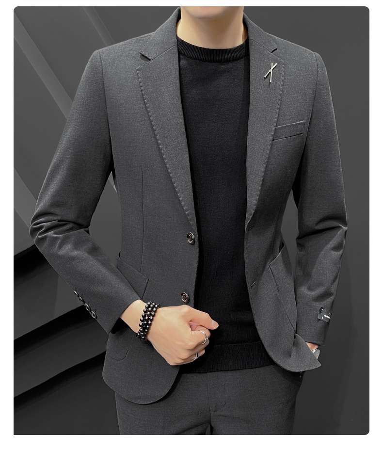 花花公子男士休闲西装套装韩版修身时尚潮流小西服痞帅潮流结婚外套