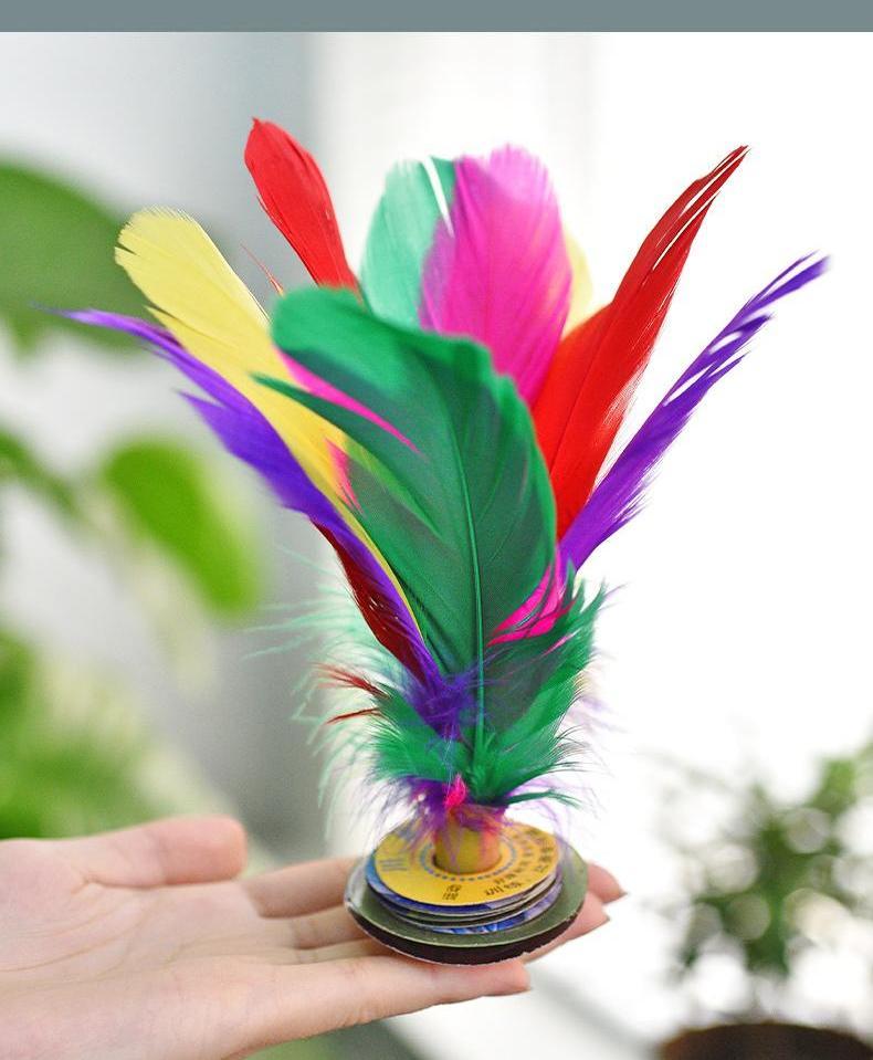 彩色鸡毛毽子成人儿童健身 彩色鹅毛毽球中小学生大花毽 小鸡毛毽子15