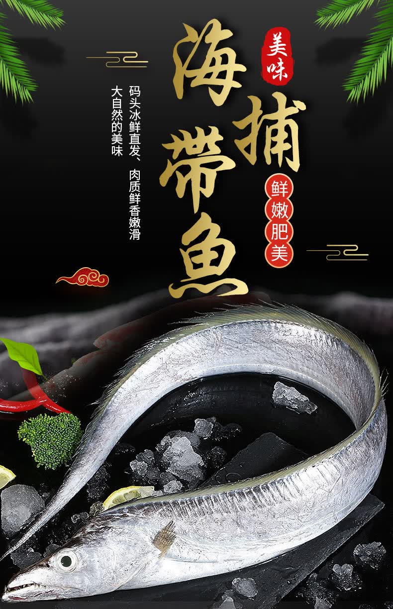 很新鲜精品舟山带鱼整条特大新鲜海捕整箱带鱼刀鱼 三斤整条无冰衣 2