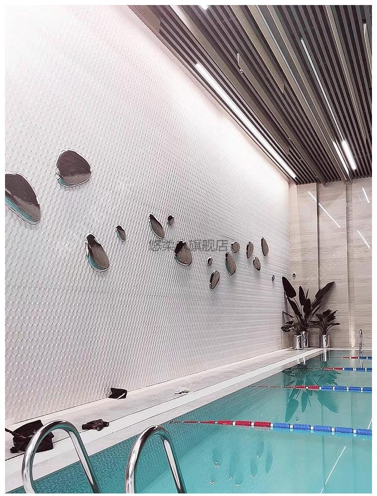 金属水滴壁饰轻奢镜面不锈钢水滴雕塑鹅卵石壁饰墙饰售楼酒店样板房