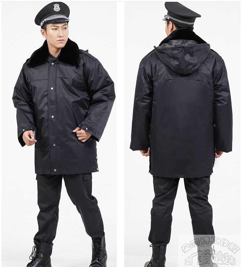 保安大衣男加厚冬季保安服冬装棉服加长保安制服上衣多功能防寒服物业