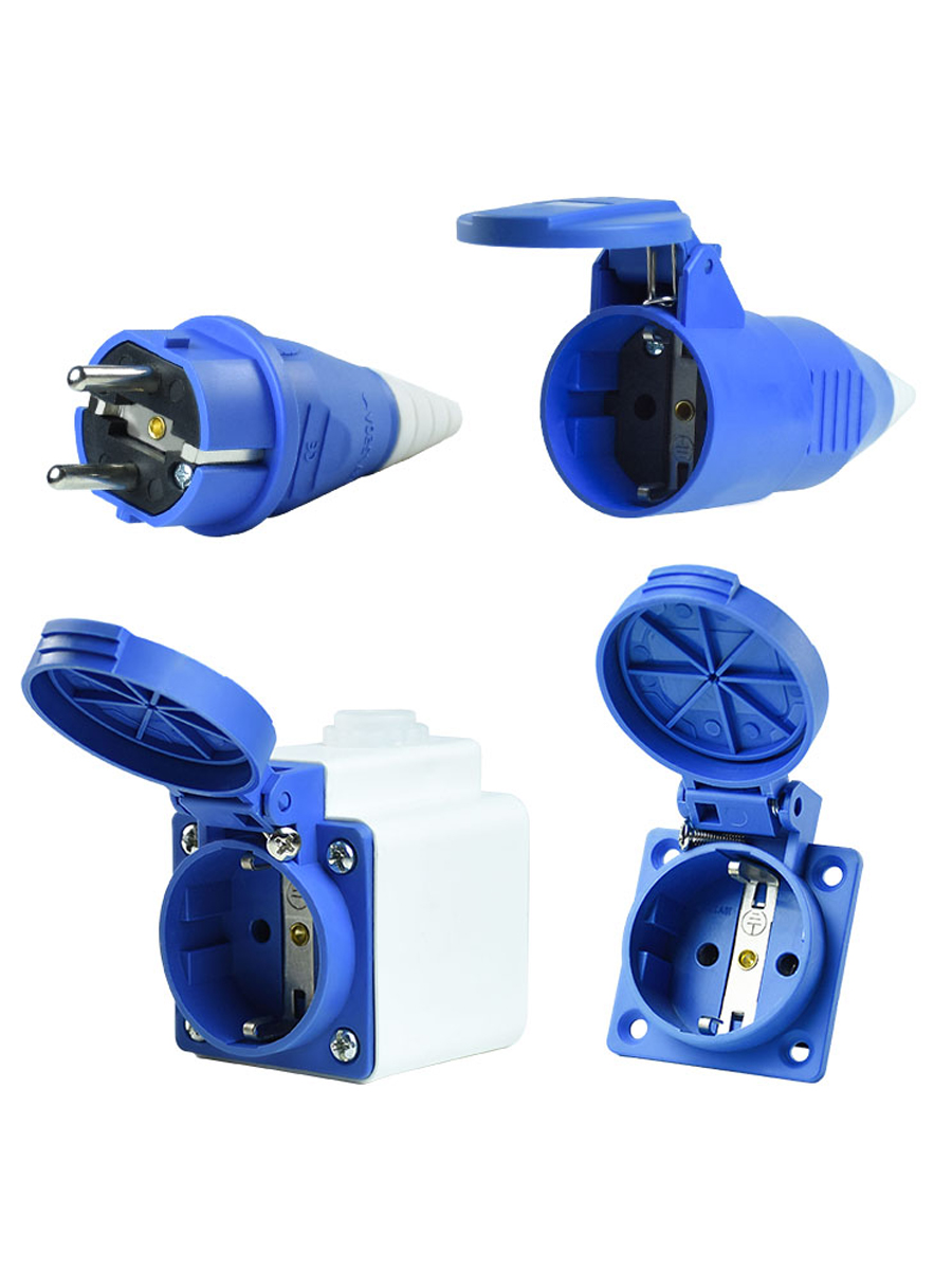 10a工业插头电焊机插座水连接器对接两孔2芯发电机220v欧式二极 2芯