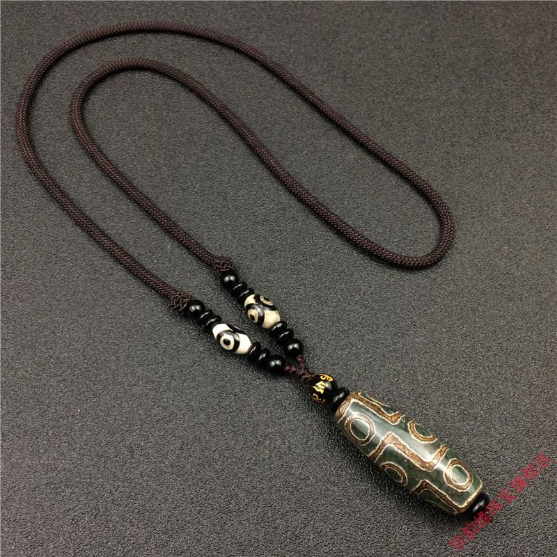 复古简约绳链天珠吊坠项链男中长款装饰配饰女百搭毛衣链情侣饰品千手