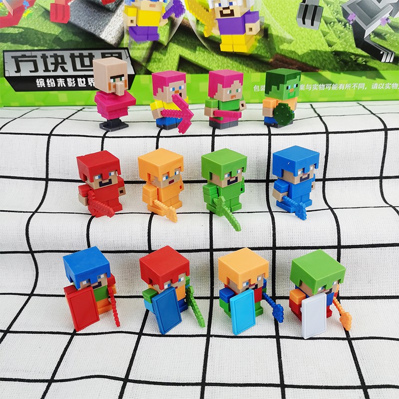 我的世界橡皮擦拼装小人卡通方块造型儿童创意小学生末影人552a方块