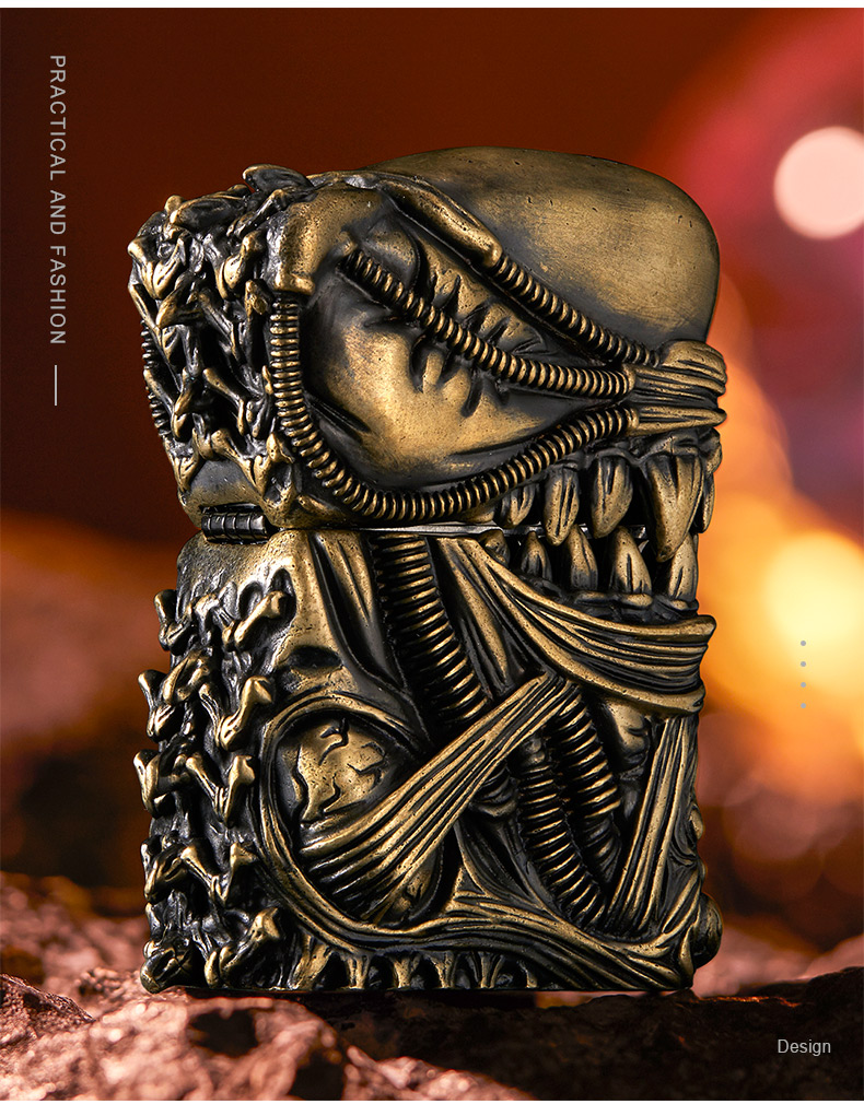 zippo打火机煤油防风外星异形普罗米修斯收藏防风火机男送礼 外星异形