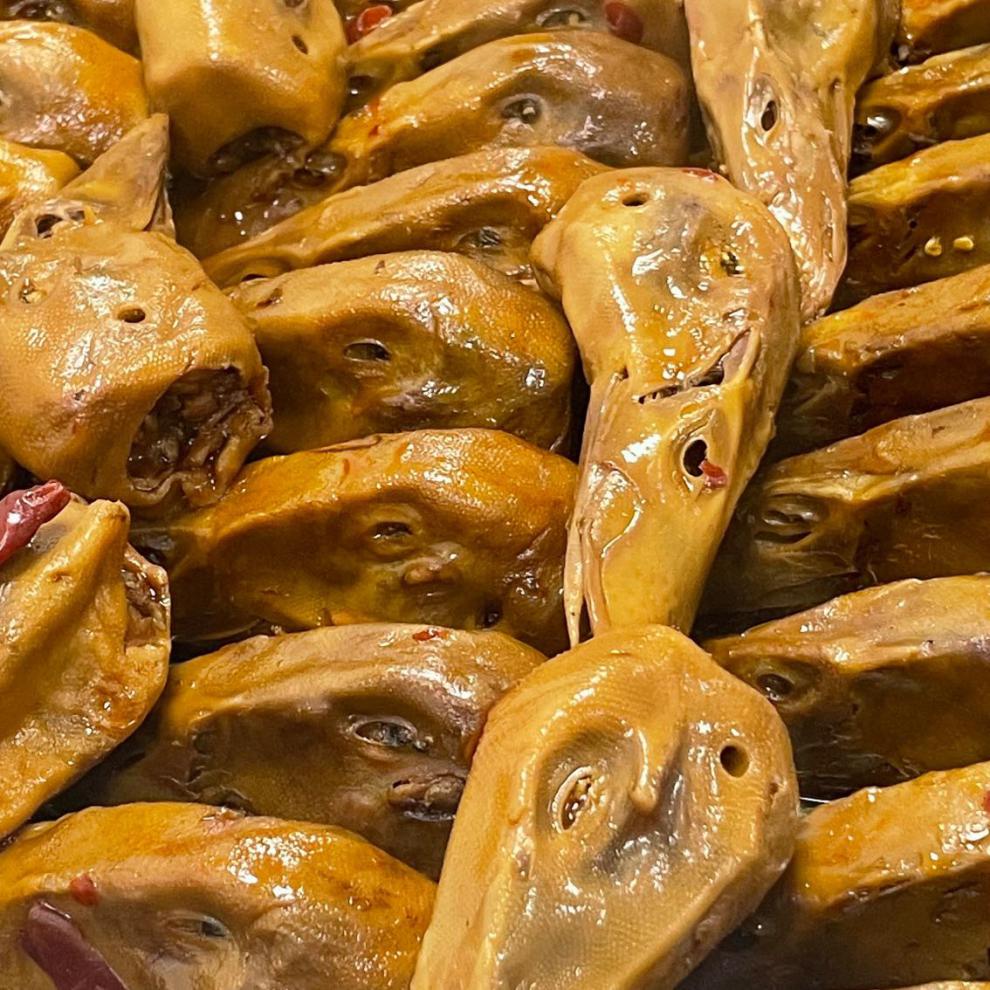 香辣休闲零食特产真空包装开袋即食龙游卤味小吃 香辣鸭头20个【图片