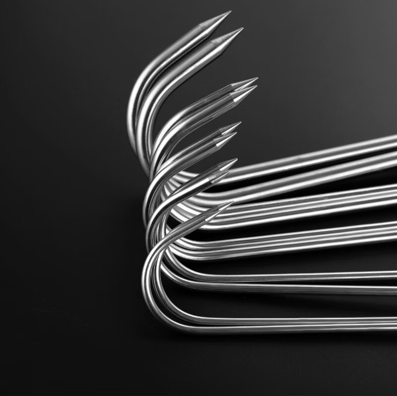 御舵 加粗烤鸭钩子挂钩双钩烧鸭不锈钢商用烧腊挂勾环烧鹅加长夹子