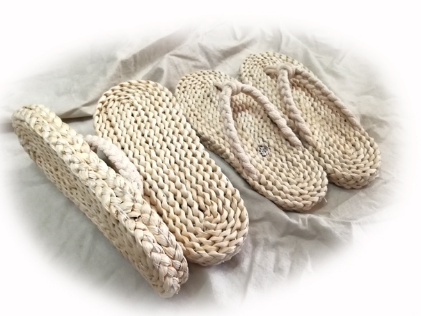 草鞋男人字拖鞋纯手工编织耐磨凉拖手工玉米皮草编居透气吸汗棉绳结