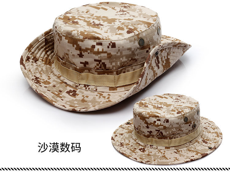 迷彩圆帽户外奔尼帽军迷战术防晒圆边帽渔夫帽钓鱼帽军训帽子作训帽