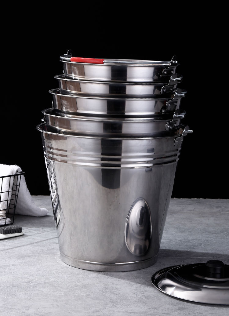 无磁不锈钢水桶手提式大容量家用油桶储水酒店餐厅提水桶特厚旗舰版无