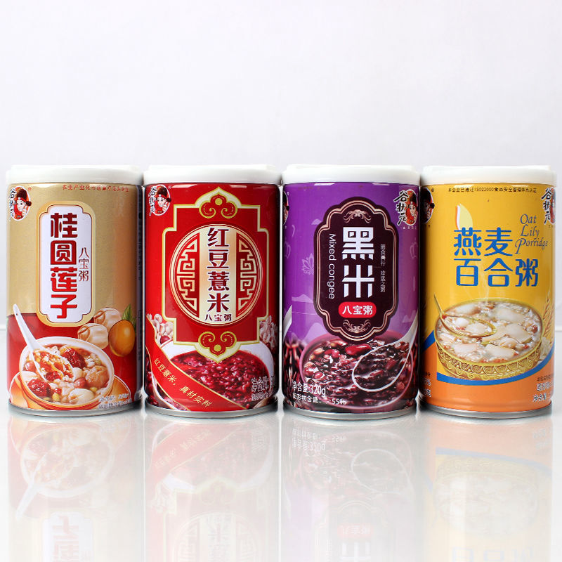 谷状元八宝粥早餐速食粥精美大礼盒整箱红豆薏米320克12罐普通箱