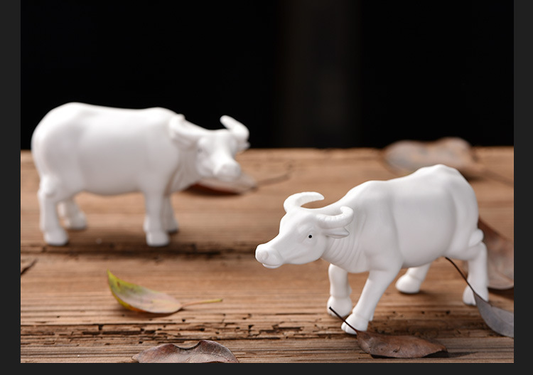 礼】微景观小动物水牛陶瓷花盆栽盆景假山造景装饰工艺品配件茶宠摆件