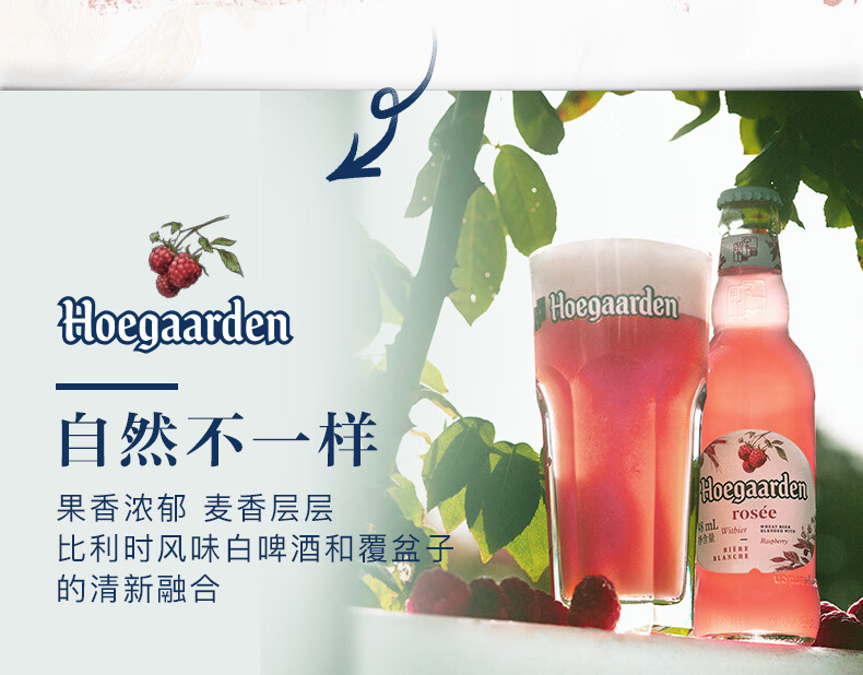 福佳hoegaarden比利時風味精釀啤酒女士果味啤酒福佳玫瑰紅rosee248ml