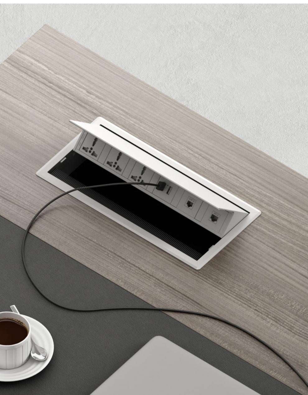 隐藏式插座 翻盖式插座 隐藏式桌面排插带usb充电插座 嵌入式万用三插