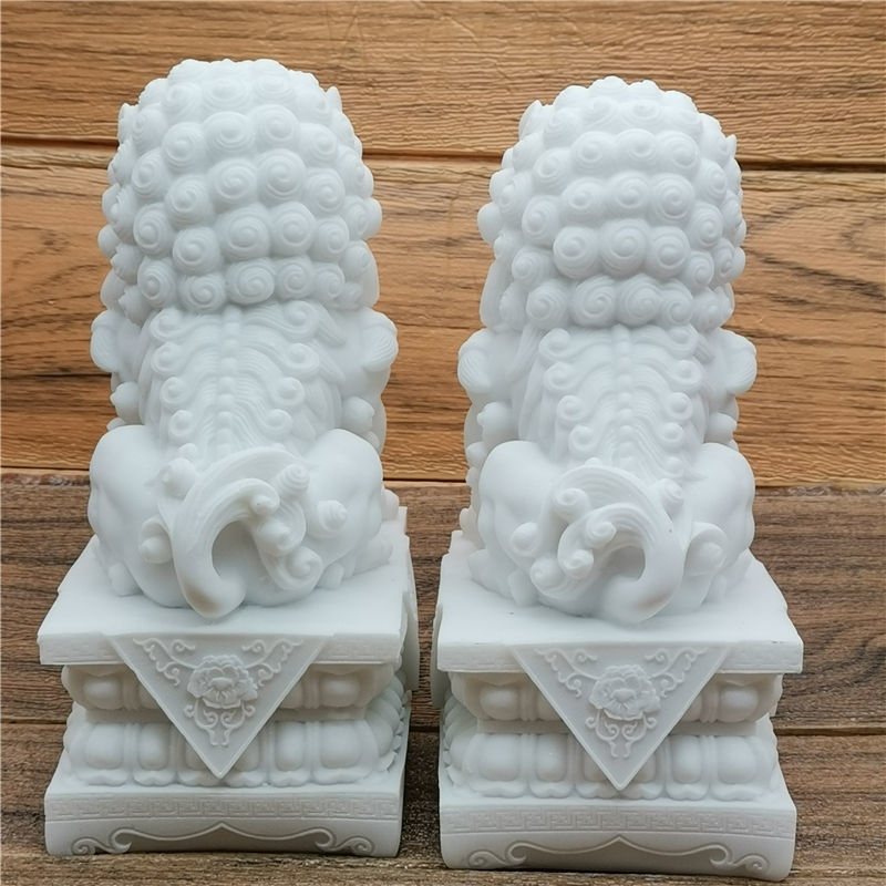 石雕狮子公母一对石狮子看门汉白玉摆件家居实用装饰工艺品狮子雕塑