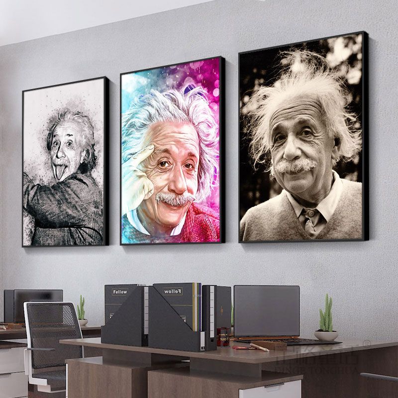 【现货速发】科学家装饰画 爱因斯坦挂画教室物理科学家装饰画高清吐