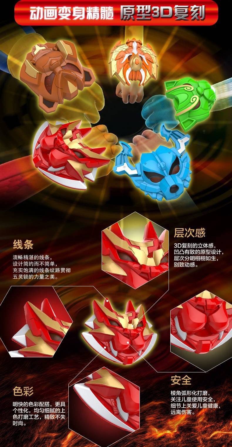 猪猪侠手表 猪猪侠五灵锁玩具套装手表变身器之光明守卫者变形五灵 五