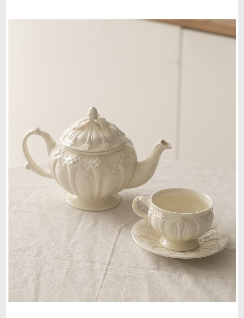 法式下午茶壶 复古优雅杯碟红茶家用 茶具陶瓷欧式英式 杯碟【图片