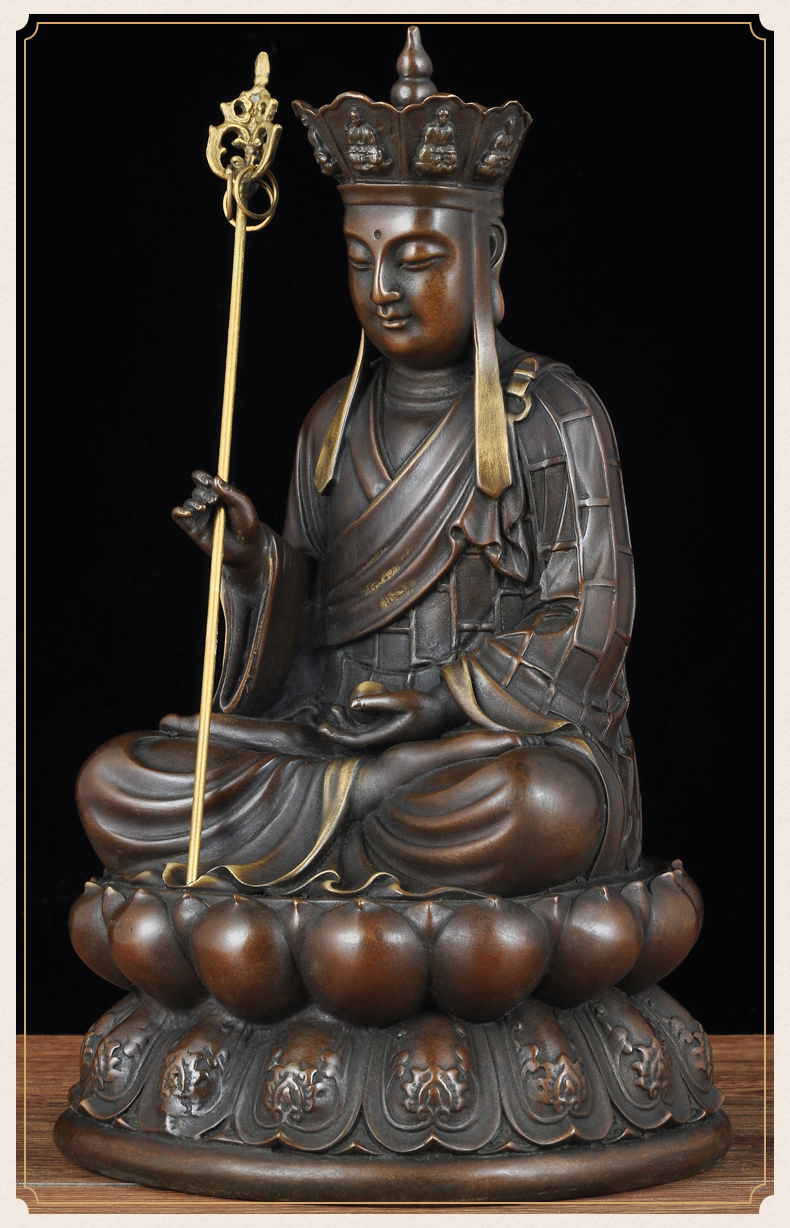 纯铜地藏王摆件地藏王菩萨佛像铜像居家客厅玄关佛堂寺庙供奉用品 kf