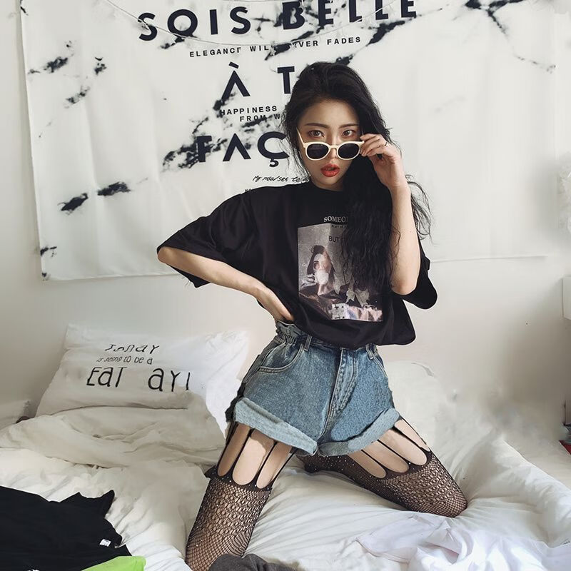 黑丝渔网袜鱼网袜蹦迪黑色性感烫带钻石连裤女士渔网格眼吊带丝袜一体