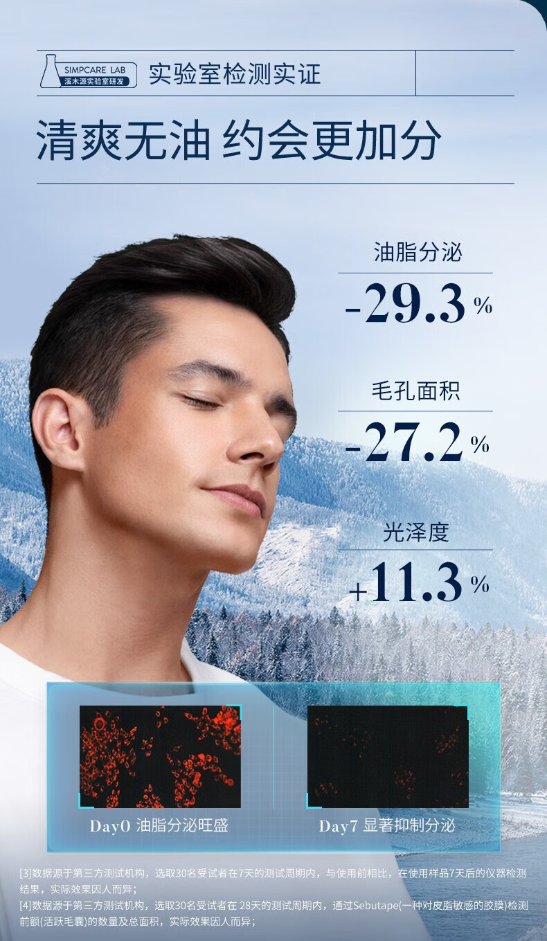 溪木源男士专研清爽控油套装补水保湿男士护肤品套装礼盒送礼 洁面200g+水120ml