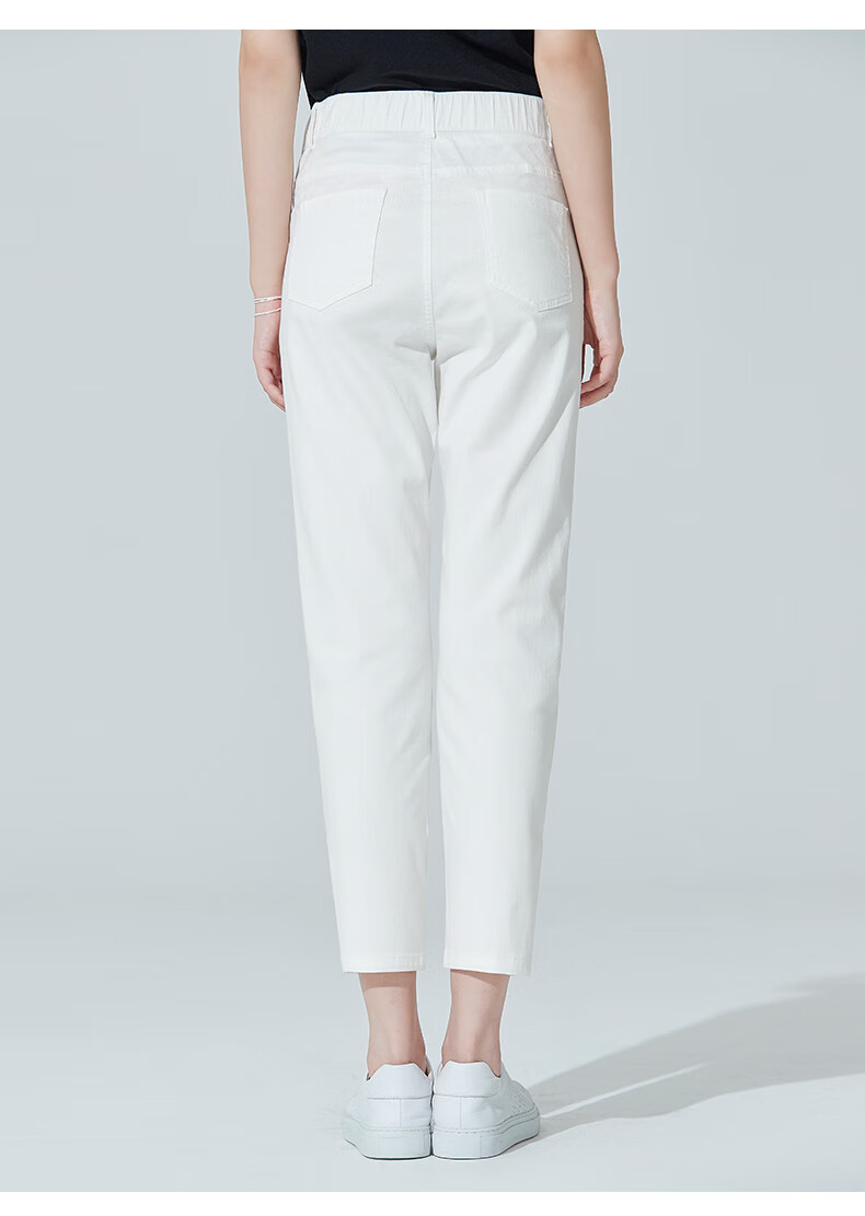 百斯盾修身八分裤女装休闲裤典雅时尚2021秋季新款简约女裤子黑色27