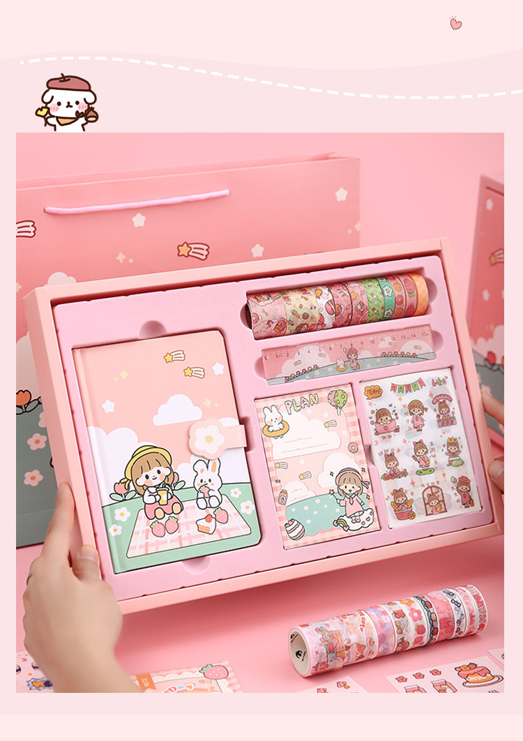 网红栗子君少女心手账帐礼盒套装贴纸生日豪华送女朋友物品彩页小学生