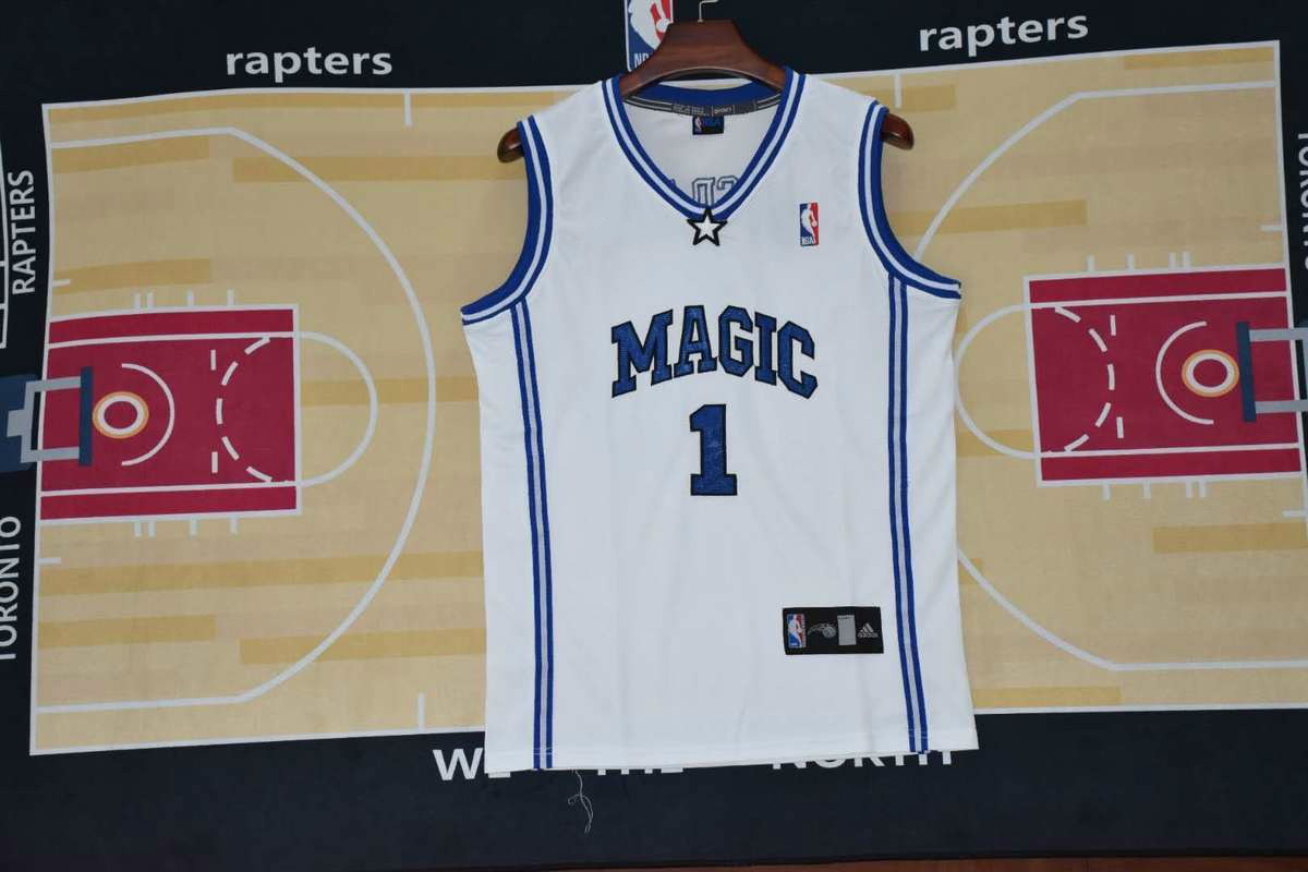 魔术队麦迪1号刺绣球衣麦蒂蓝色 白色密绣篮球服复古球裤背心套装科