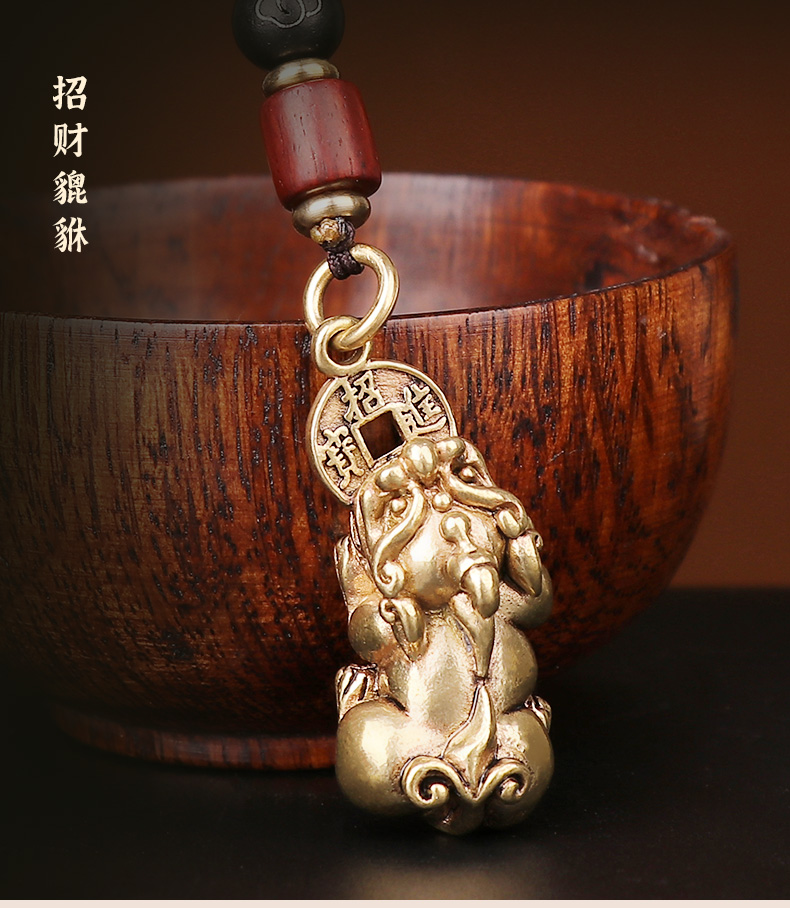 铜貔貅五帝钱葫芦钥匙扣挂件汽车男精致女转运黄铜挂饰纯铜貔貅挂饰